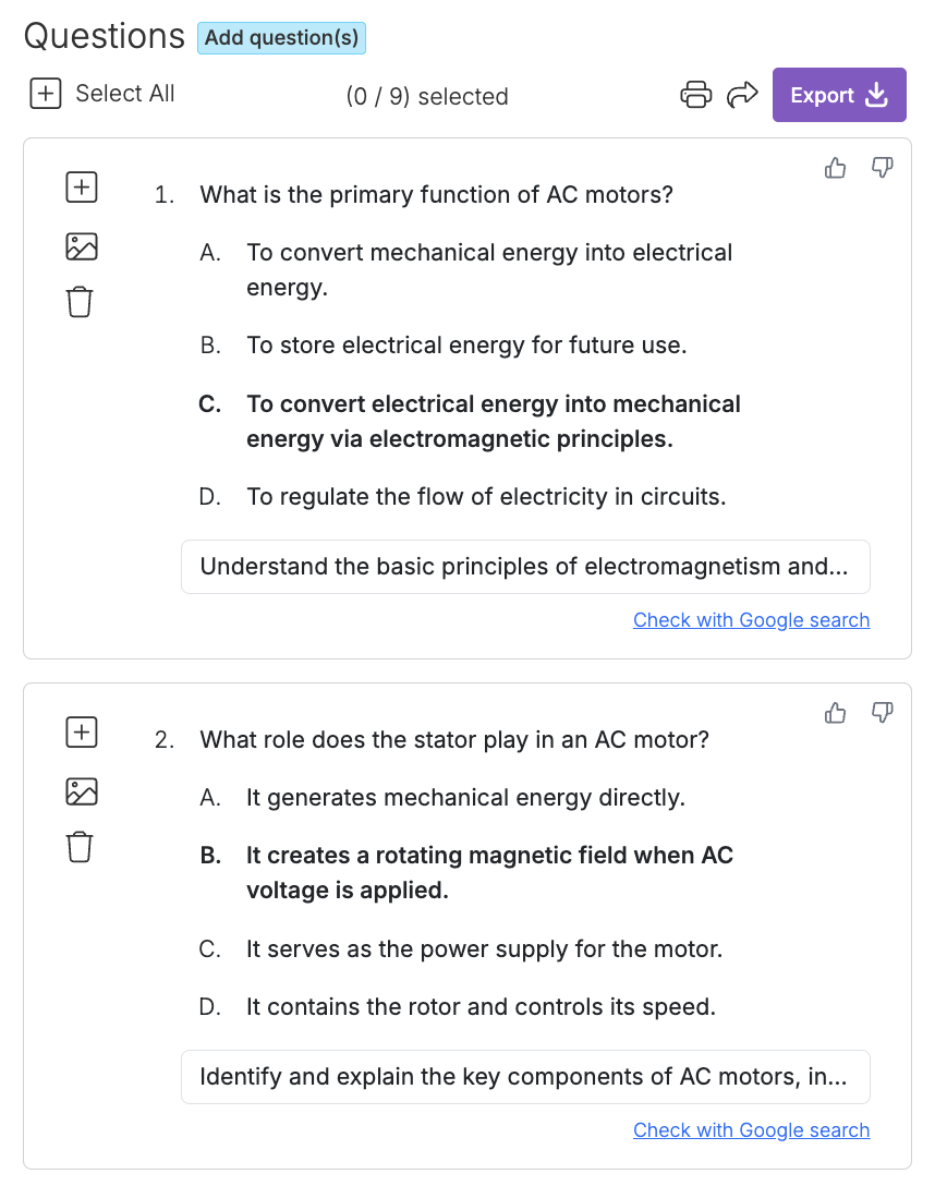 QuestionSelection